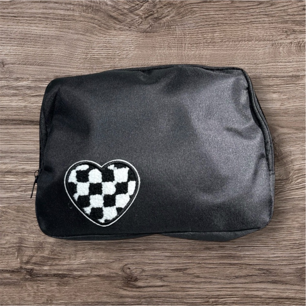 Black Go Everywhere belt bag with Checkered Heart Patch